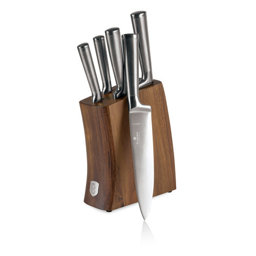 סט סכינים יוקרתי עם מעמד עץ אקציה