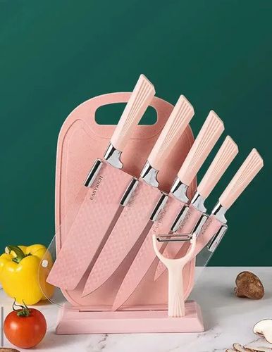 סט סכינים בצבע ורוד